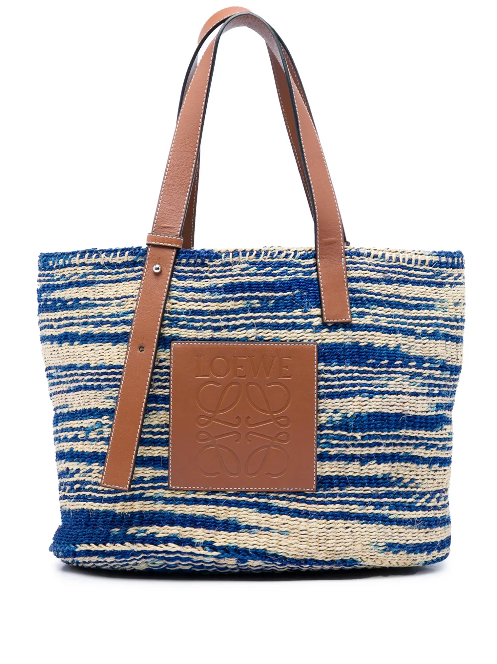 Loewe Pre-Owned 2019 großer Anagram Basket Tote Bag aus Raffiabast - Blau