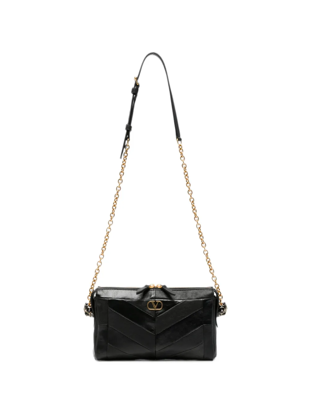 Valentino Garavani Panthea V-logo leather shoulder bag - Nero