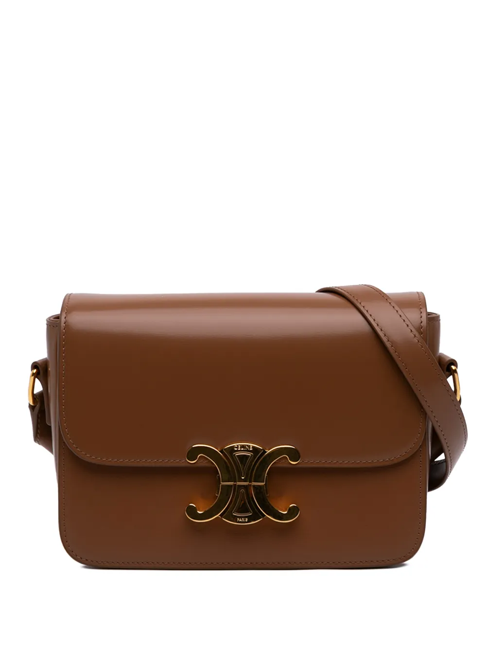 Celine Pre-Owned 2024 Teen Shiny Calfskin Triomphe crossbody bag - Brown