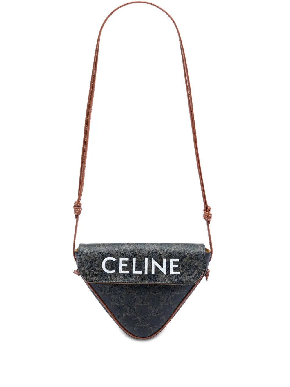 Celine Pre-Owned 2021 Triomphe Coated Canvas Logo Triangle crossbody bag - Brown