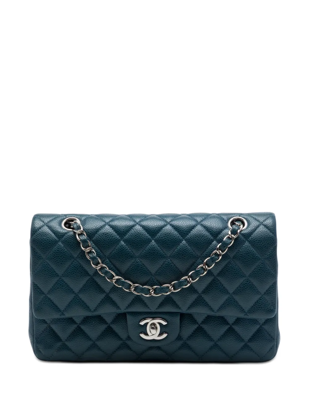 CHANEL Pre-Owned Borsa a spalla classica media in pelle Caviar con doppio battente 2014-2015 - Blu