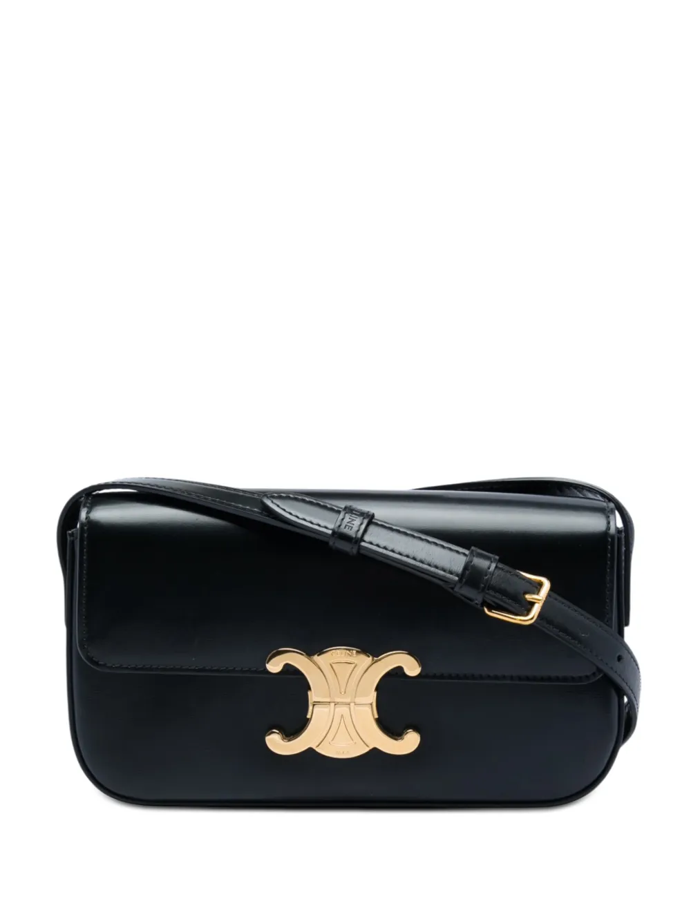 Celine Pre-Owned 2021 Shiny Calfskin Triomphe Claude shoulder bag - Black