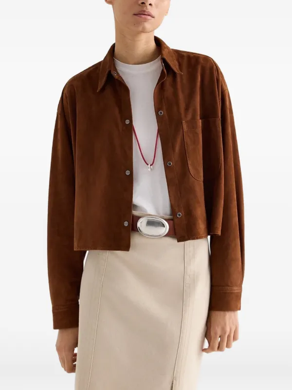 Twp Little Big Joe Leather Shirt Jacket in Brown