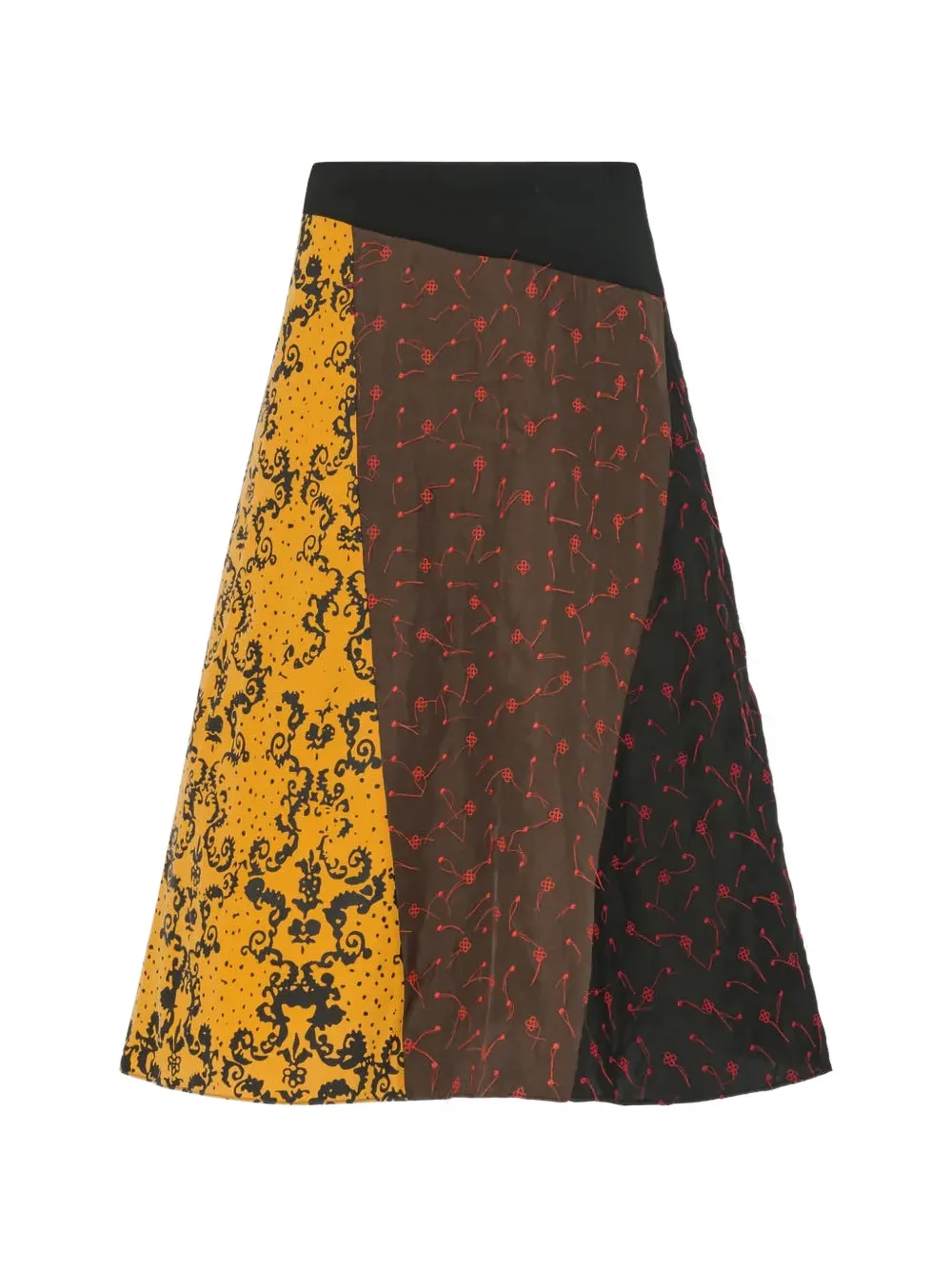 6397 Scraps Patchwork Silk Midi Skirt In Multi