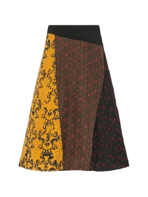 6397 Scraps patchwork silk midi skirt