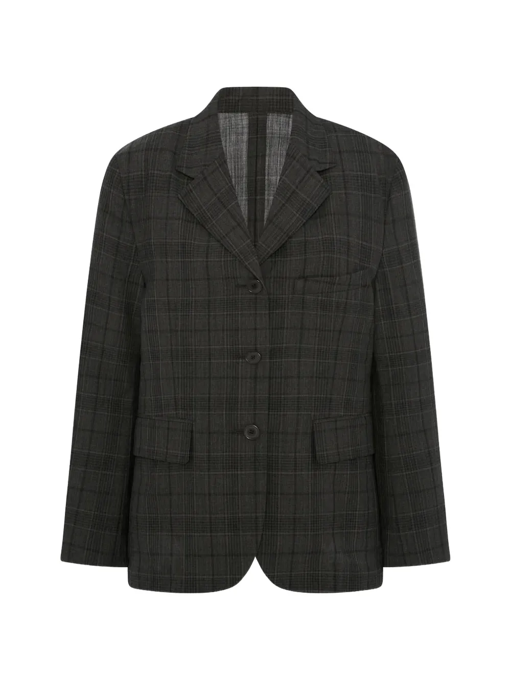 6397 Relaxed Sporting Check-pattern Blazer In Gray