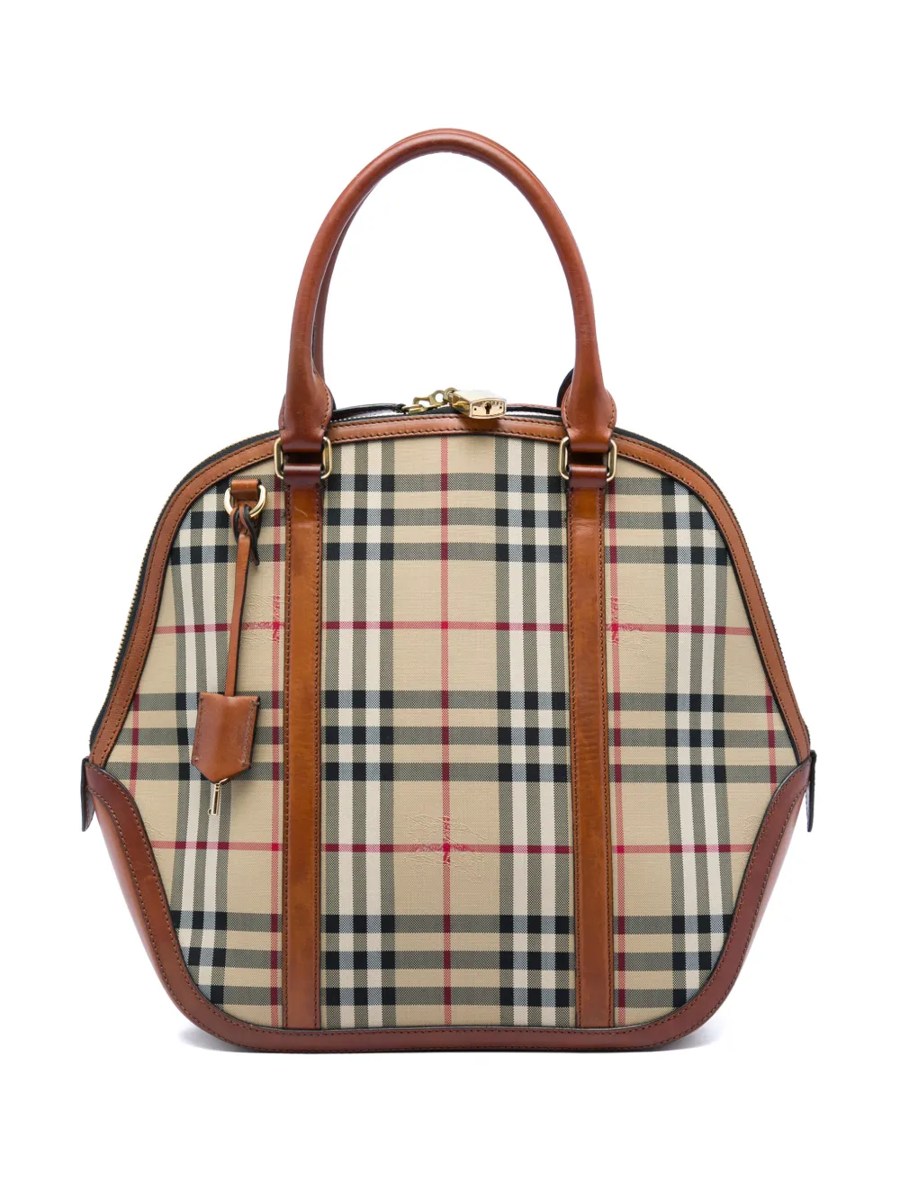 Burberry Pre-Owned 2000-2017 Medium Haymarket Check Nylon Orchard Bowling Bag satchel - Neutrals