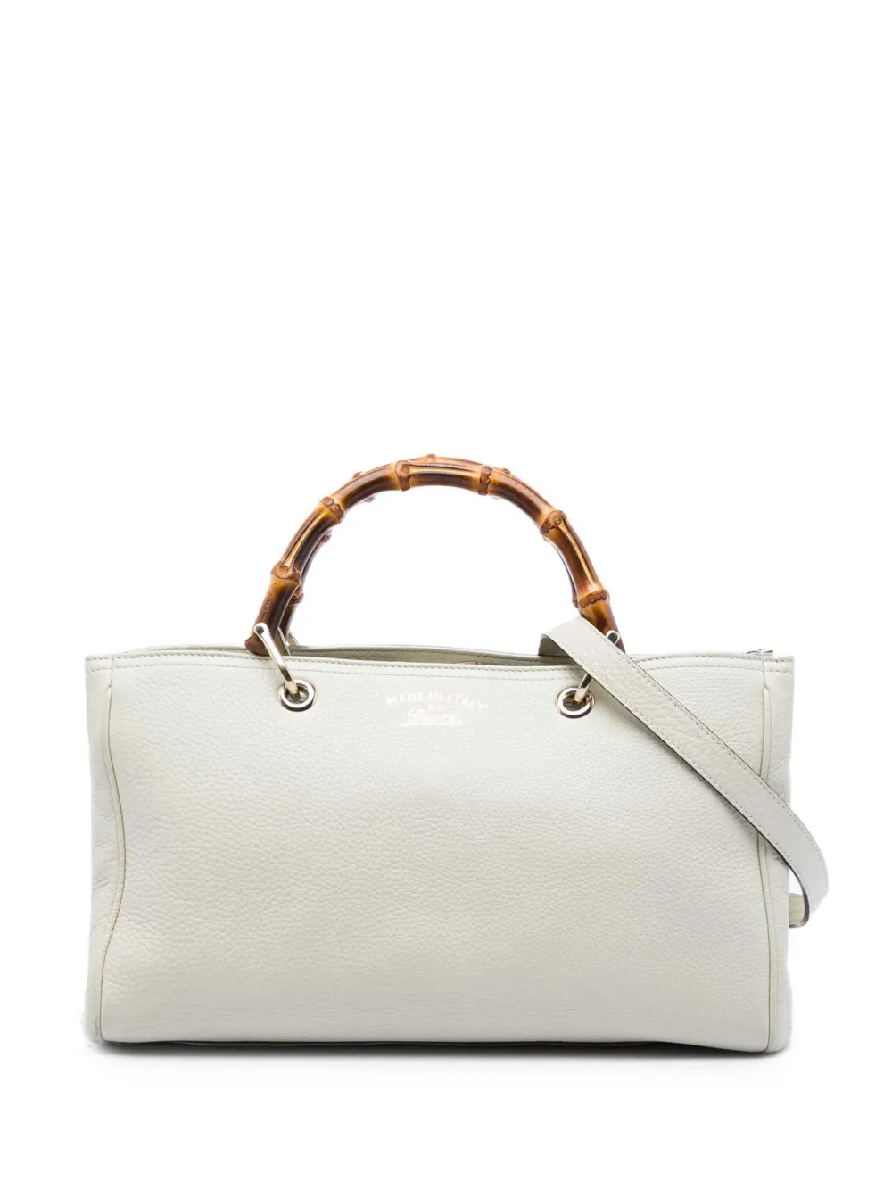 Gucci Pre-Owned 2016-2026 Medium Calfskin Bamboo Shopper satchel - White