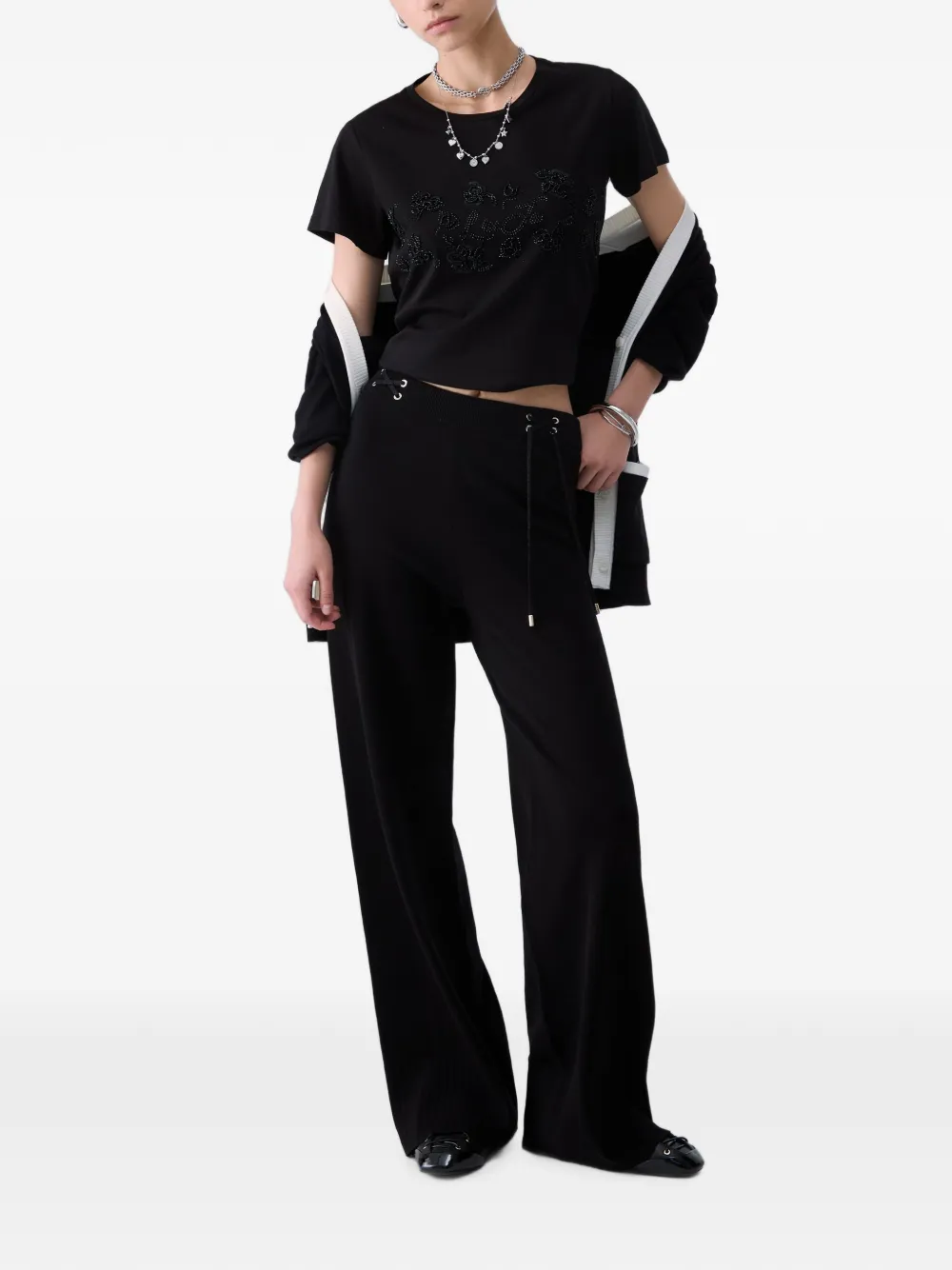 LIU JO knit trousers with drawstrings Zwart