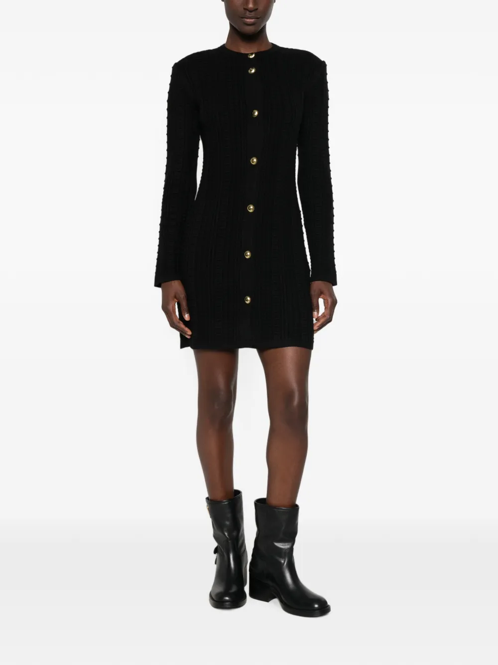 TWINSET Kabelgebreide mini-jurk met knopen Zwart