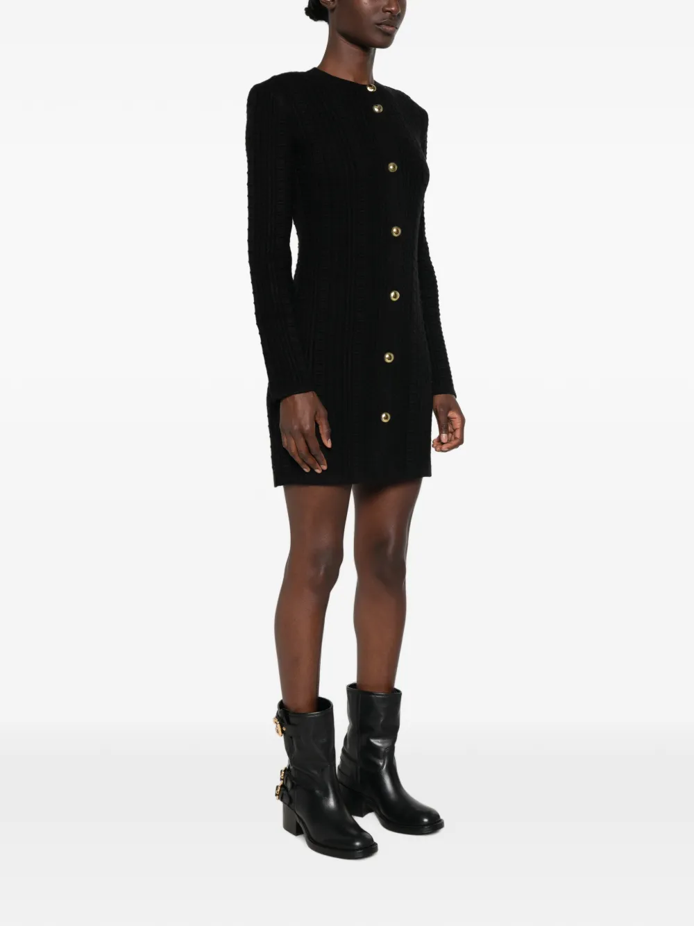 TWINSET Kabelgebreide mini-jurk met knopen Zwart