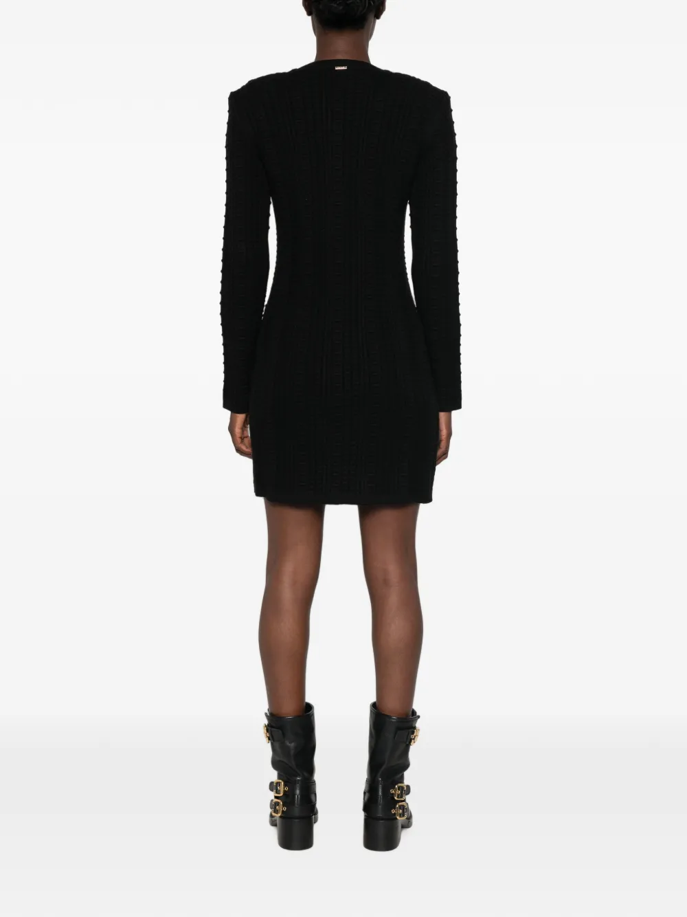TWINSET Kabelgebreide mini-jurk met knopen Zwart