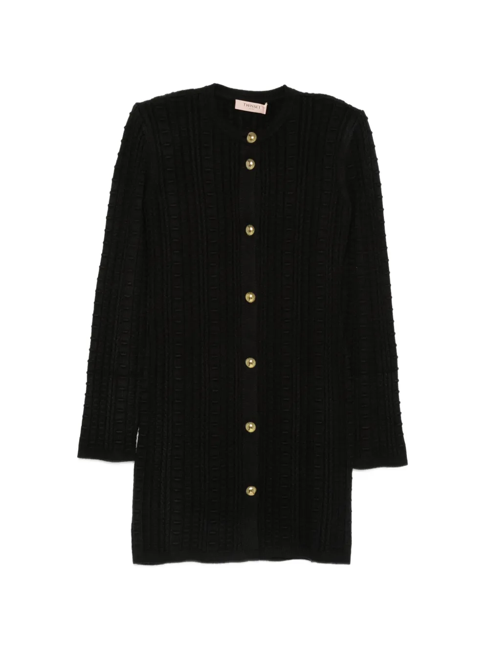 TWINSET cable-knit button-front mini dress - Schwarz