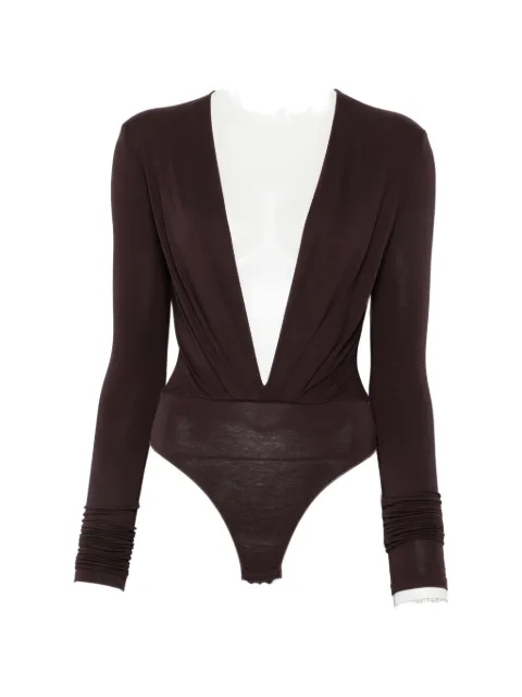 THE ANDAMANE plunging V-neck long-sleeve bodysuit