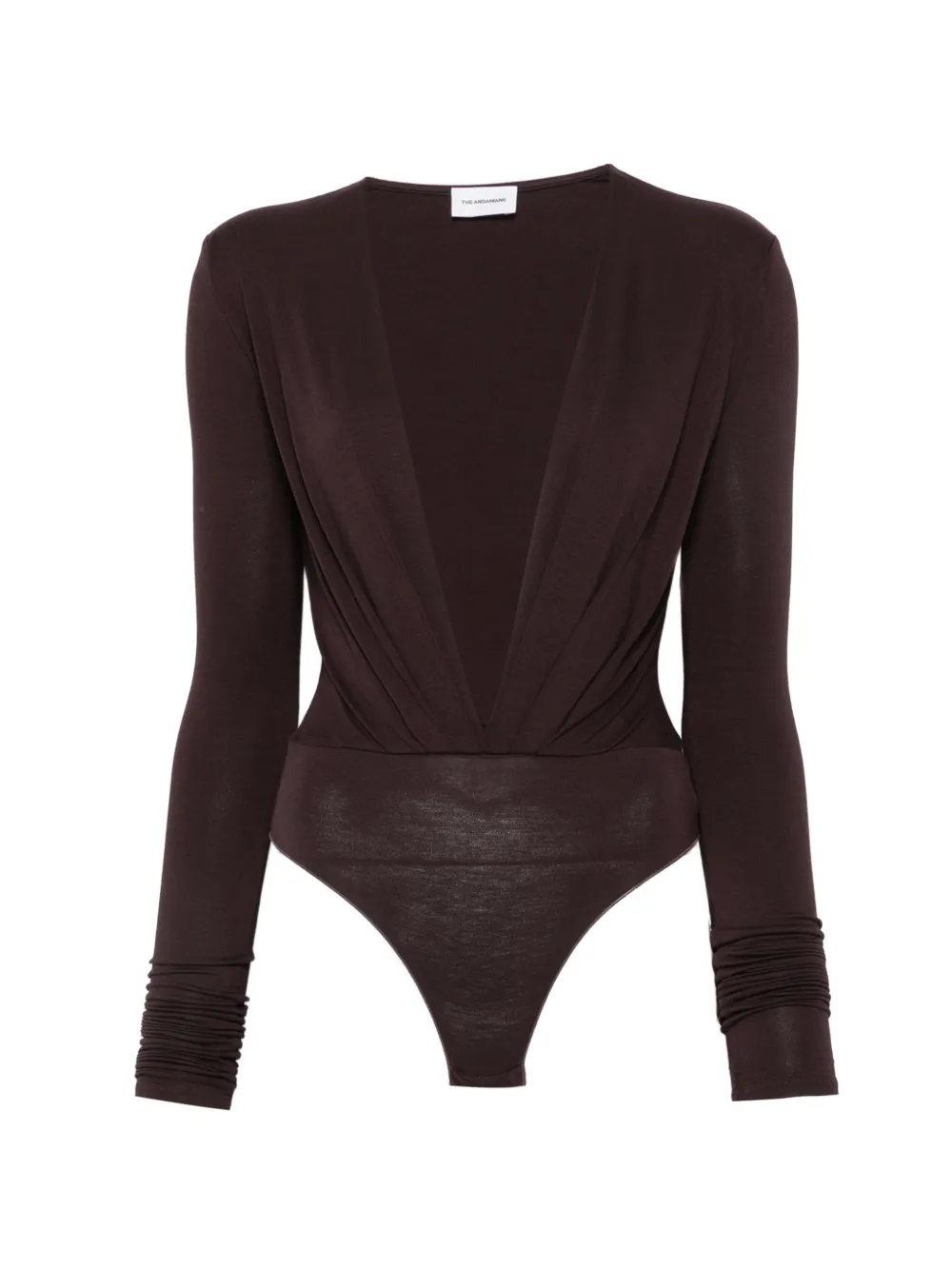 THE ANDAMANE plunging V-neck long-sleeve bodysuit - Rosso