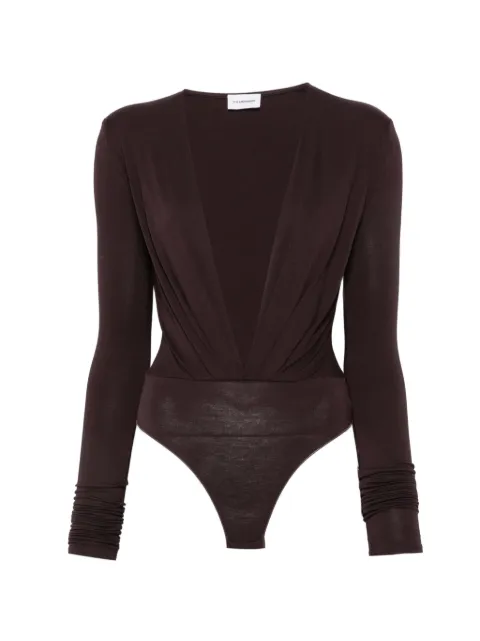 THE ANDAMANE plunging V-neck long-sleeve bodysuit
