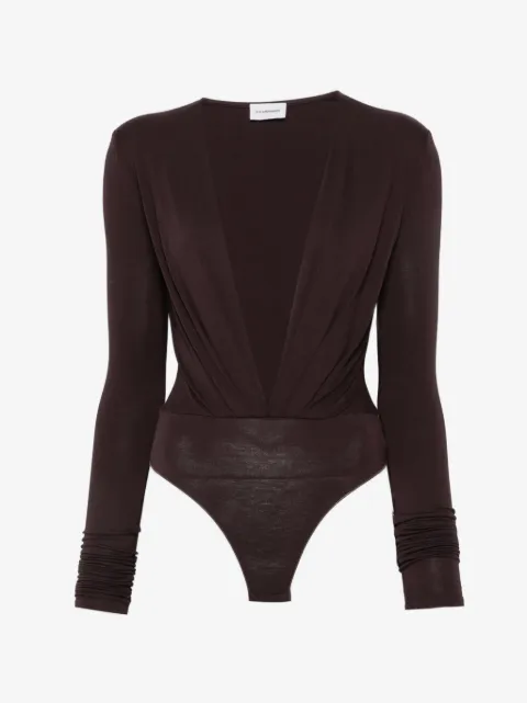 THE ANDAMANE plunging V-neck long-sleeve bodysuit