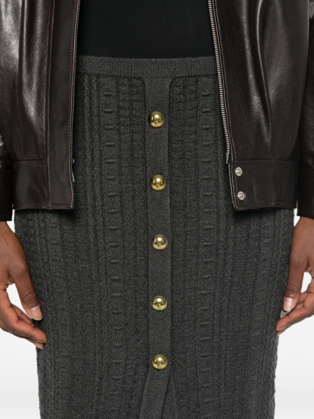 TWINSET Kabelgebreide midi-rok met knopen Grijs
