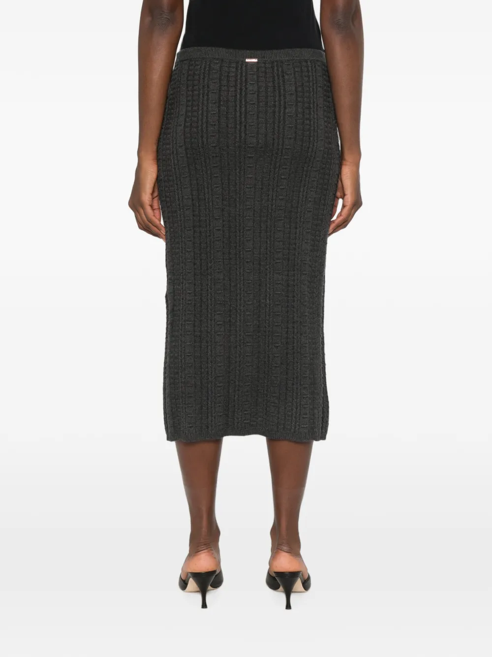 TWINSET Kabelgebreide midi-rok met knopen Grijs