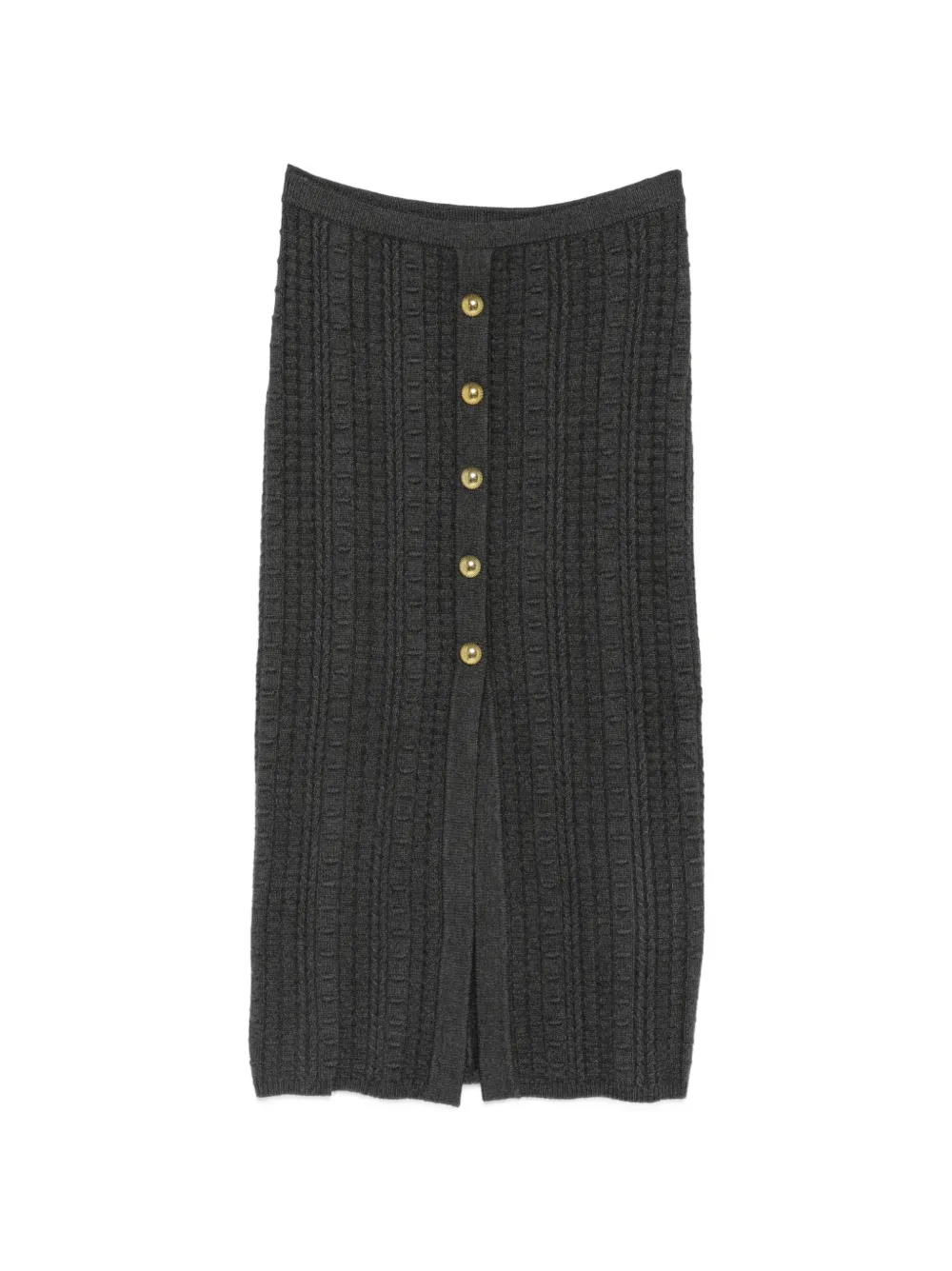 TWINSET cable-knit button-front midi skirt - Grigio