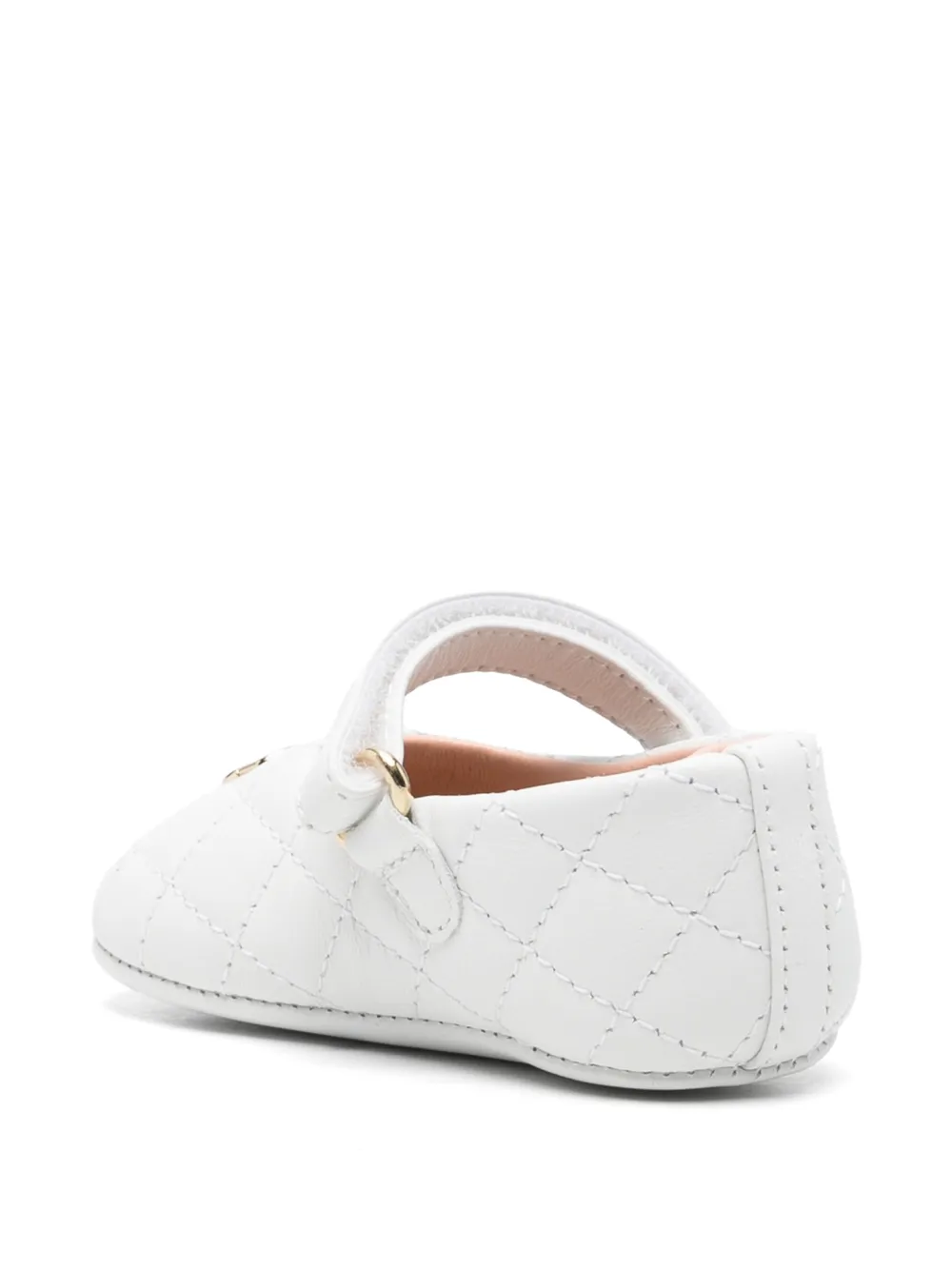 Dolce & Gabbana Kids quilted logo-plaque ballet flats Wit