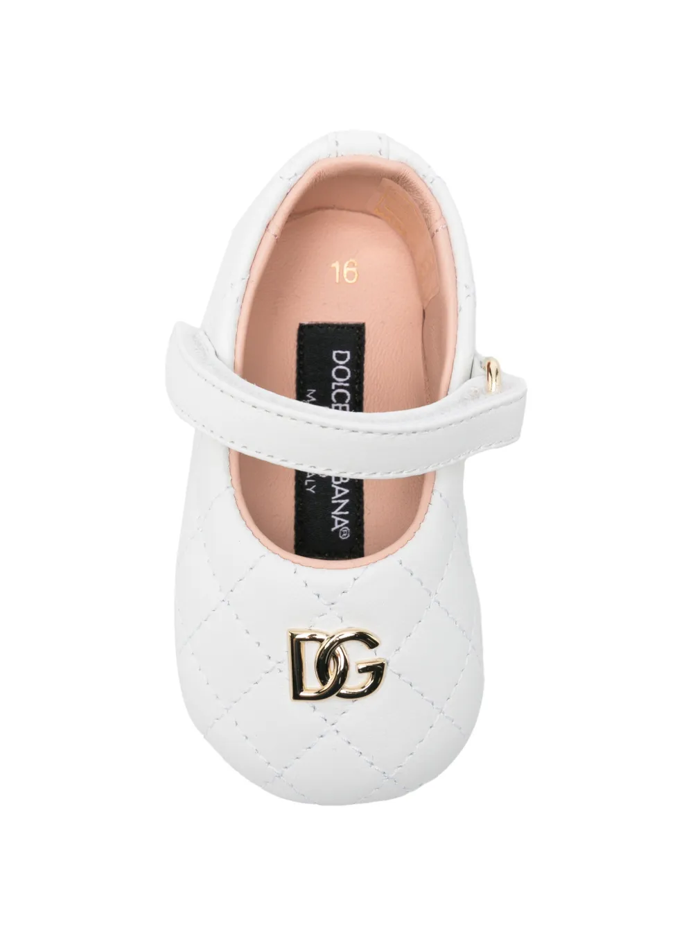 Dolce & Gabbana Kids quilted logo-plaque ballet flats Wit