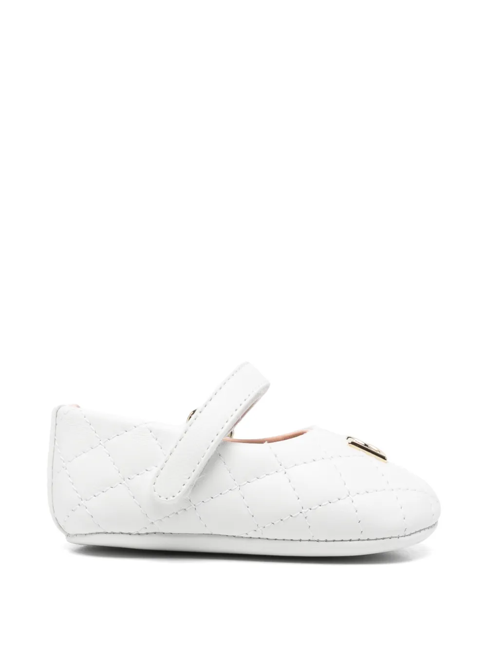 Dolce & Gabbana Kids quilted logo-plaque ballet flats - Bianco