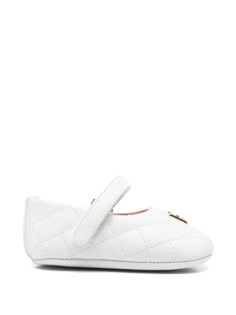 Dolce & Gabbana Kids quilted logo-plaque ballet flats