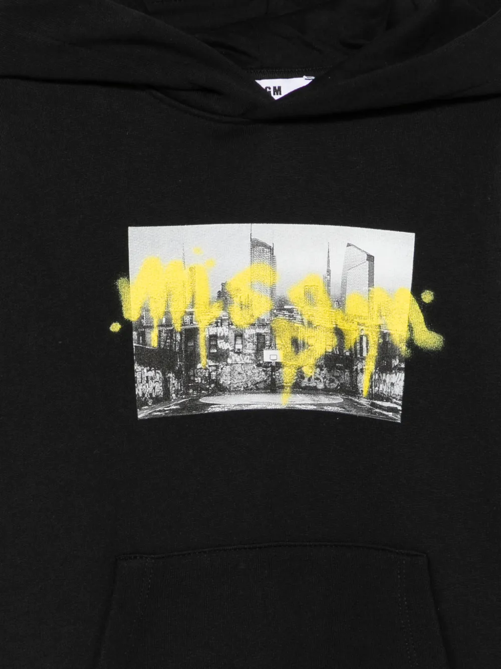 MSGM Kids Hoodie met grafische print en buidelzak Zwart