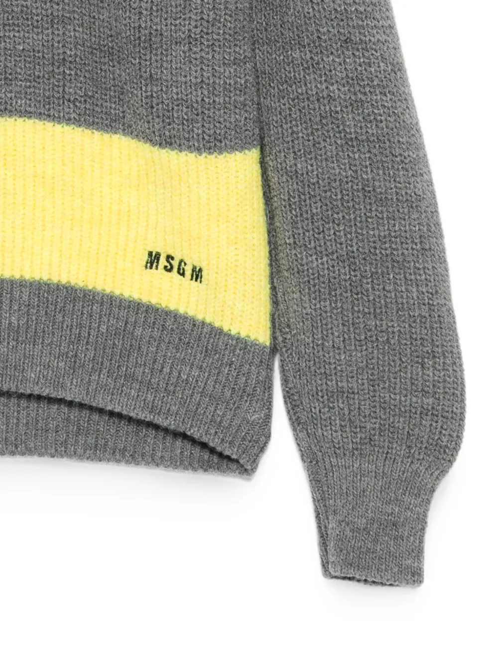 MSGM Kids Gestreepte trui met geborduurd logo Grijs