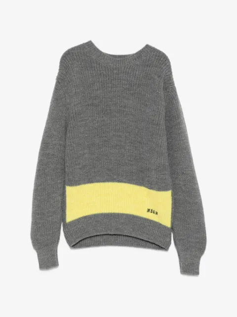 MSGM Kids logo-embroidered striped sweater