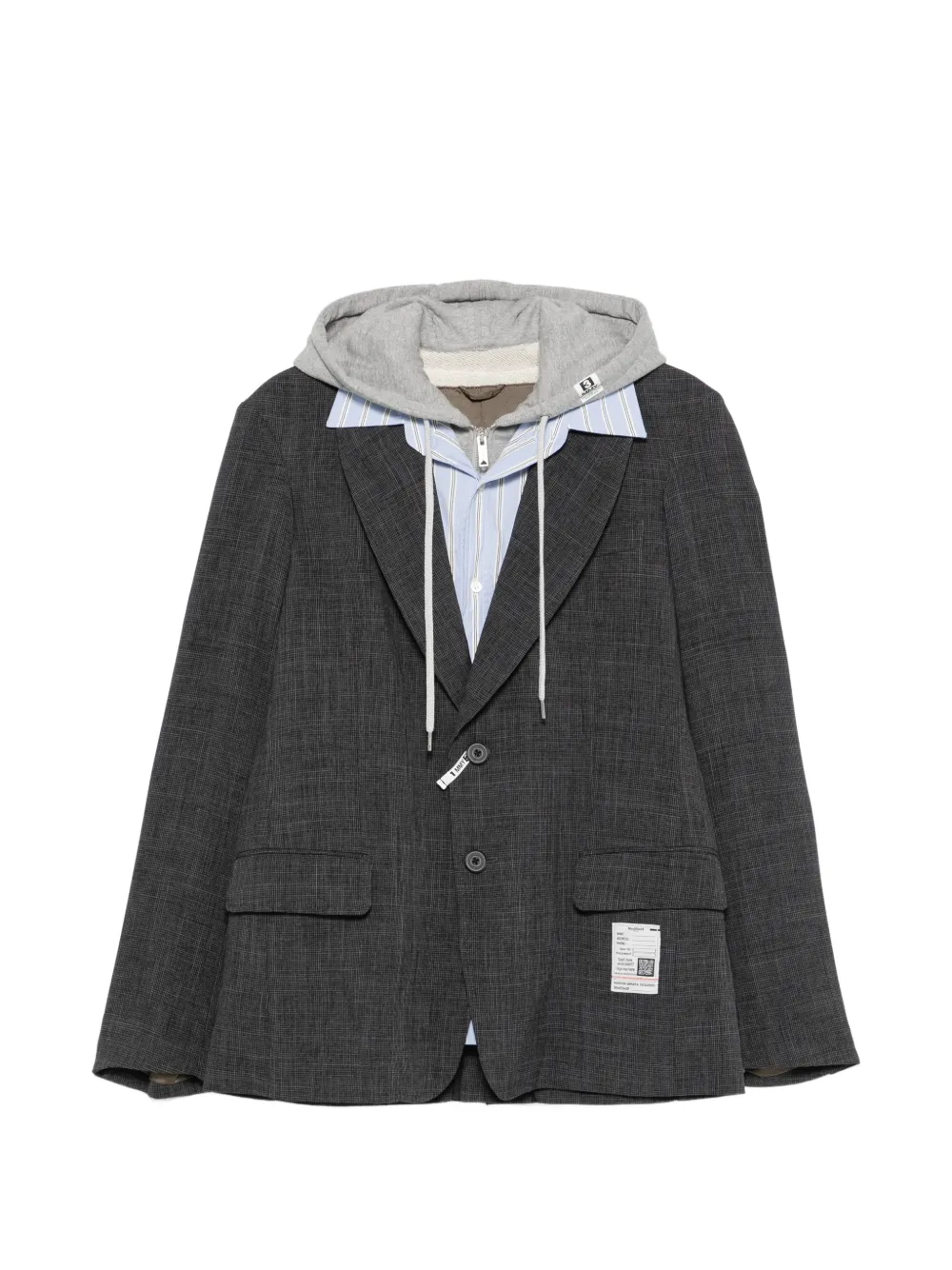 Maison MIHARA YASUHIRO layered hooded blazer - Grau