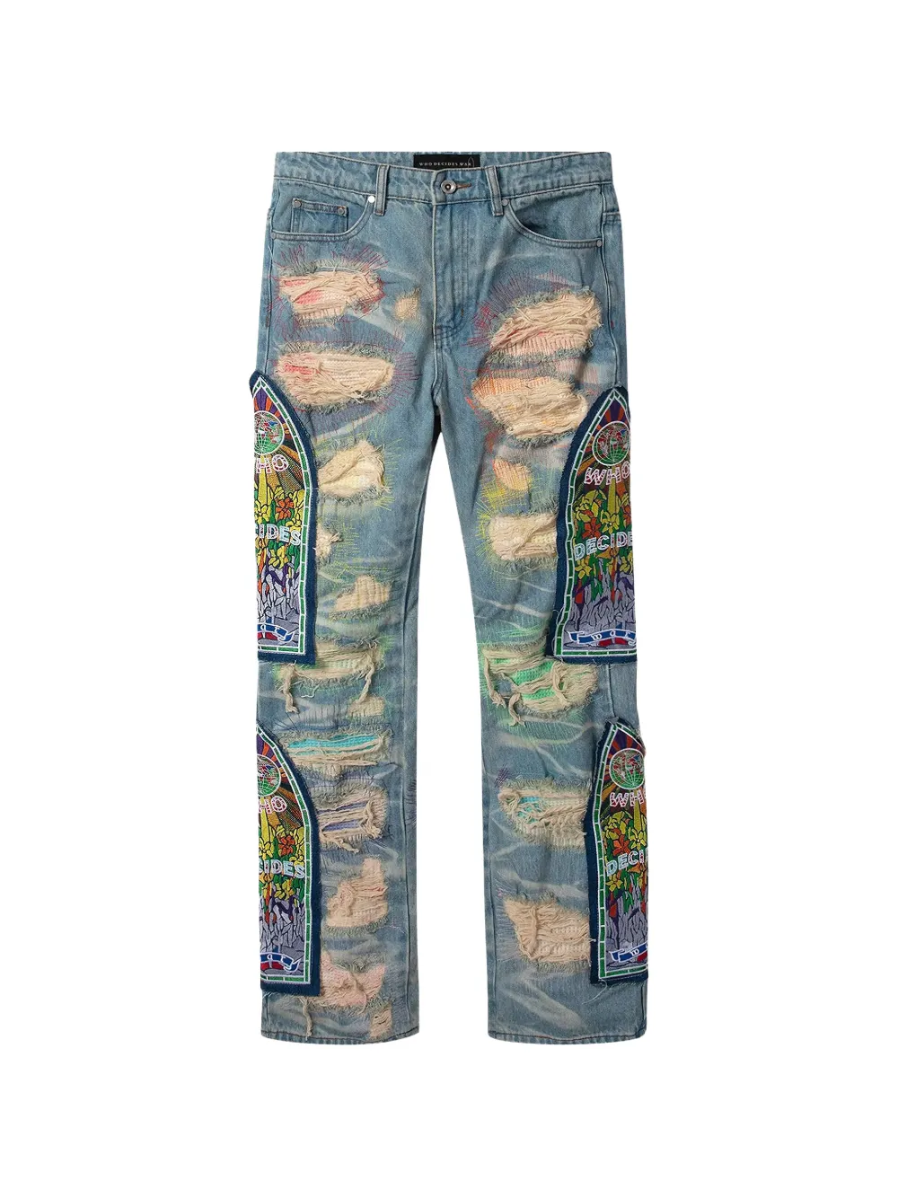 Who Decides War Fusion distressed-finish jeans - Blau