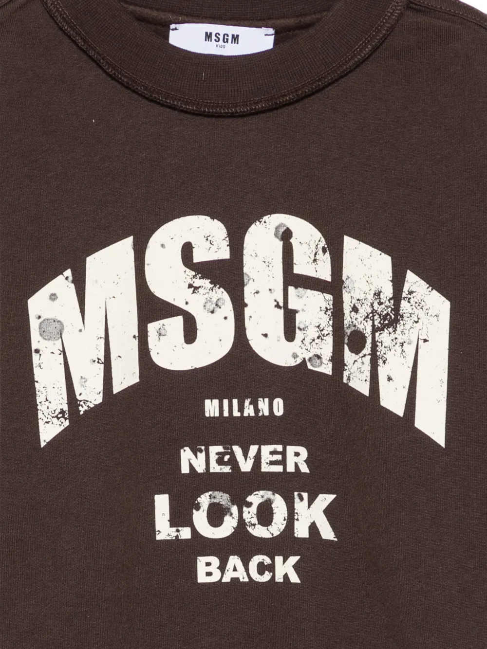 MSGM Kids Sweater met logoprint Bruin