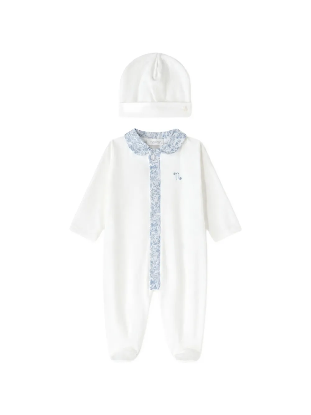 NANAN floral-print long-sleeve babygrow set - Weiß