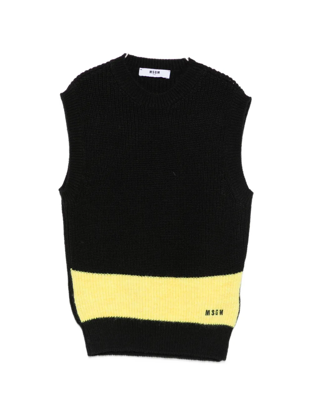 MSGM Kids logo-embroidered striped vest - Nero