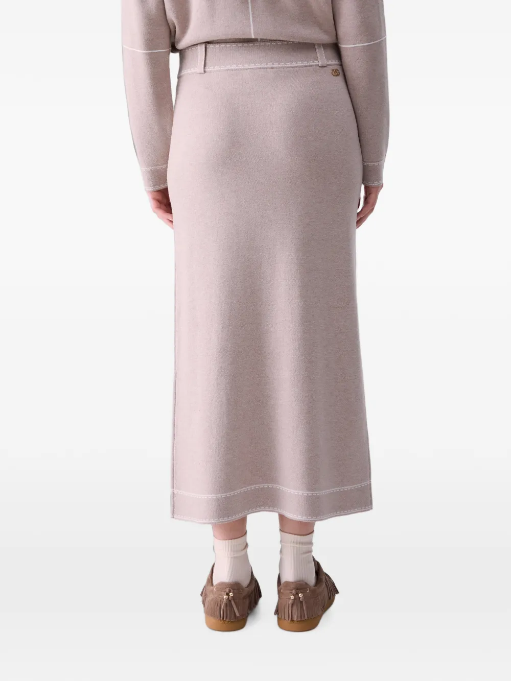 LIU JO Midi-rok van zijdeblend Beige