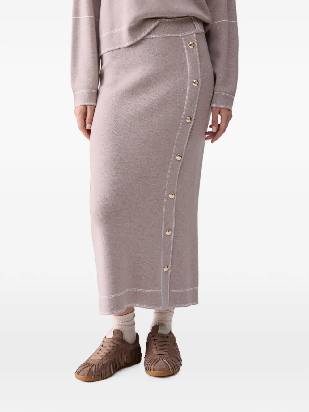 LIU JO Midi-rok van zijdeblend Beige