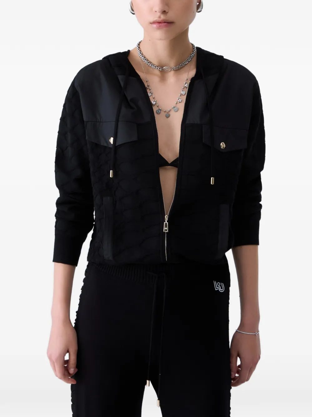 LIU JO hooded zip-up sweater - Schwarz
