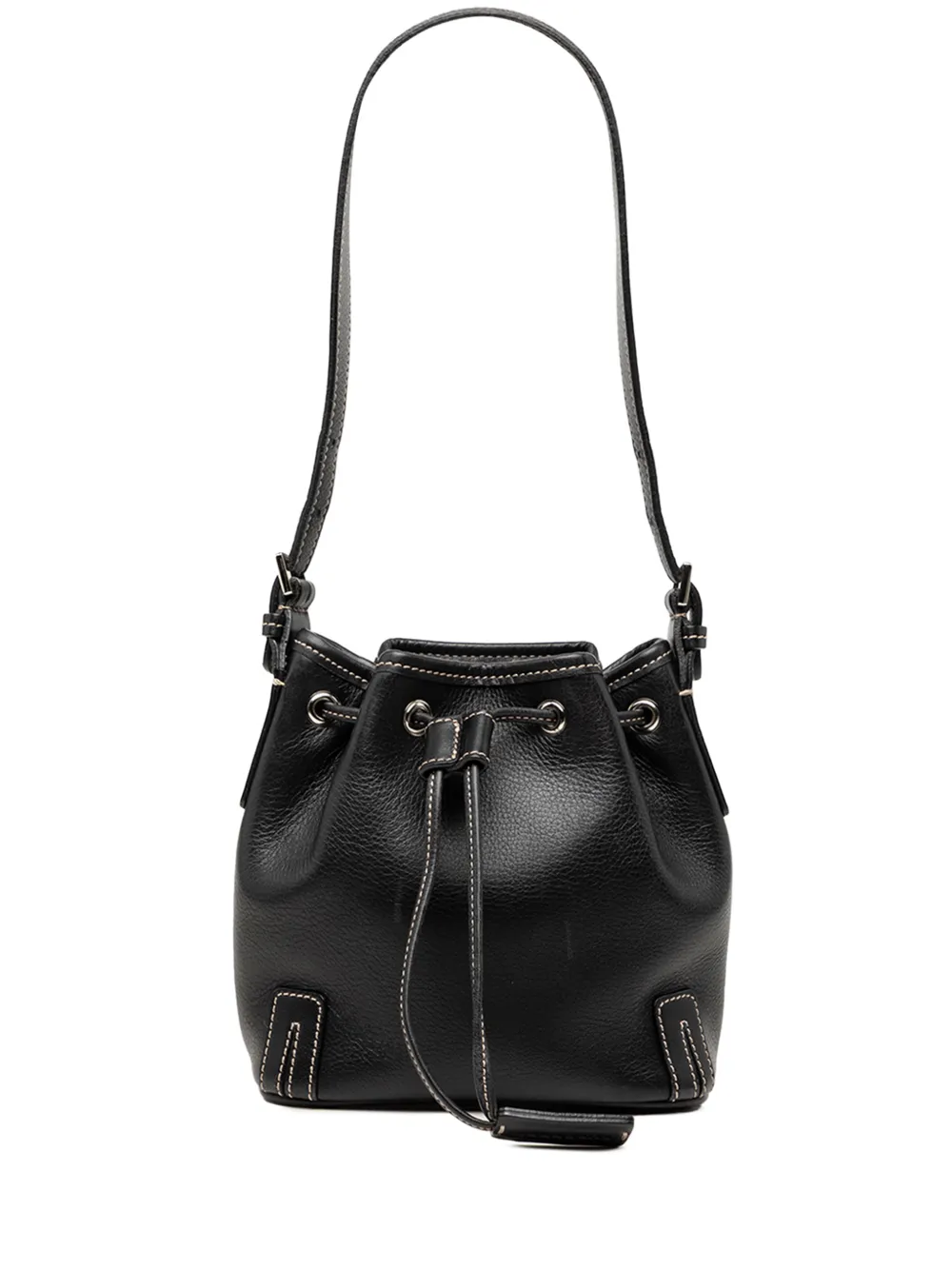 Burberry Pre-Owned 2000-2010 Leather Drawstring bucket bag - Black