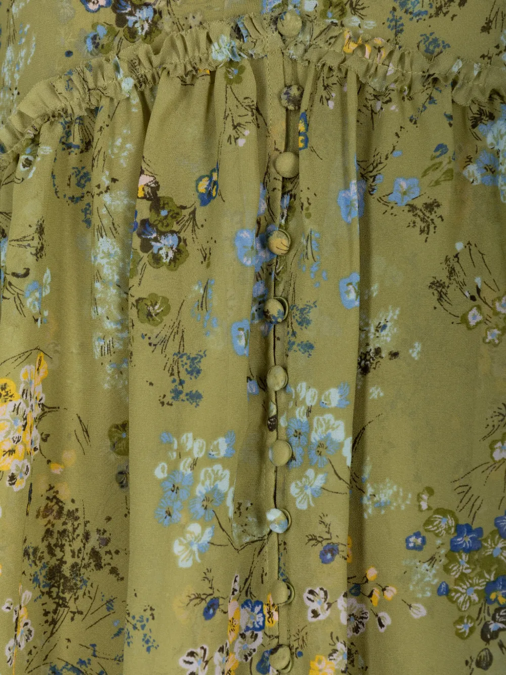 Cinq A Sept Edeline floral-print ruffled blouse Groen