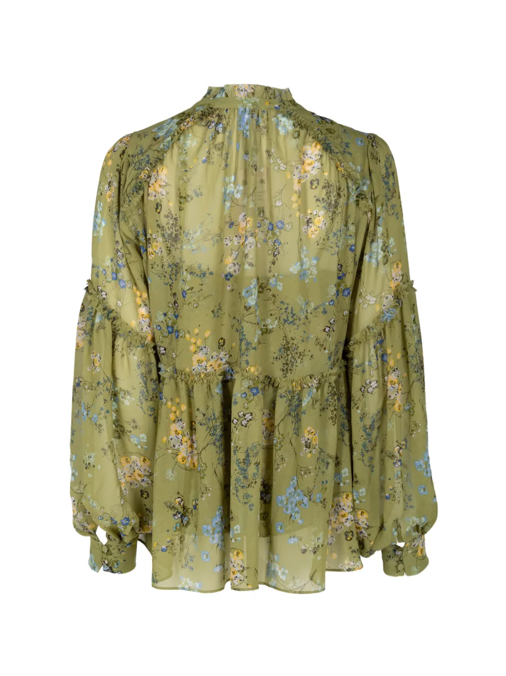 Cinq A Sept Edeline floral-print ruffled blouse Groen
