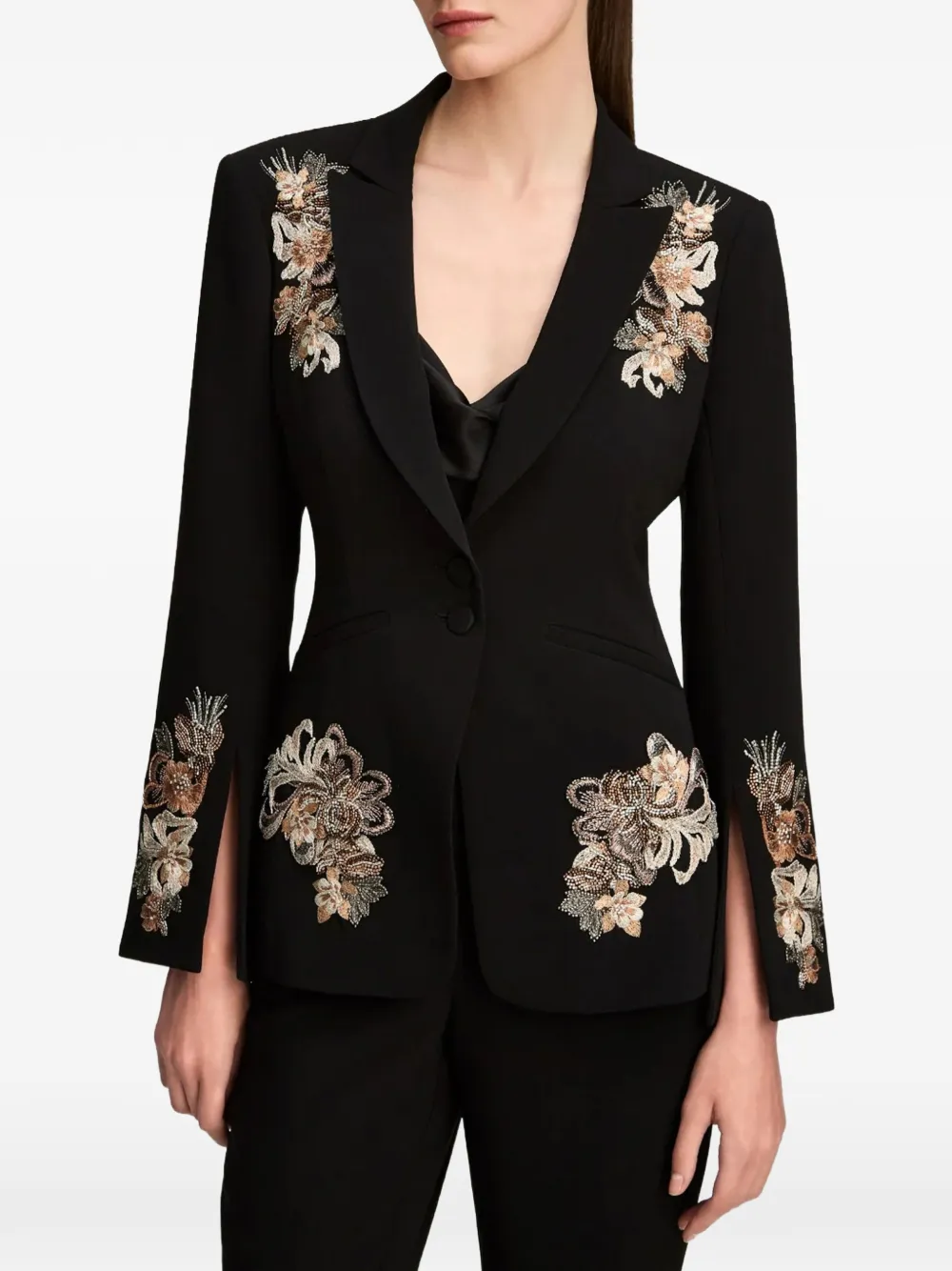Cinq A Sept Blazer met geborduurde bloemen Zwart
