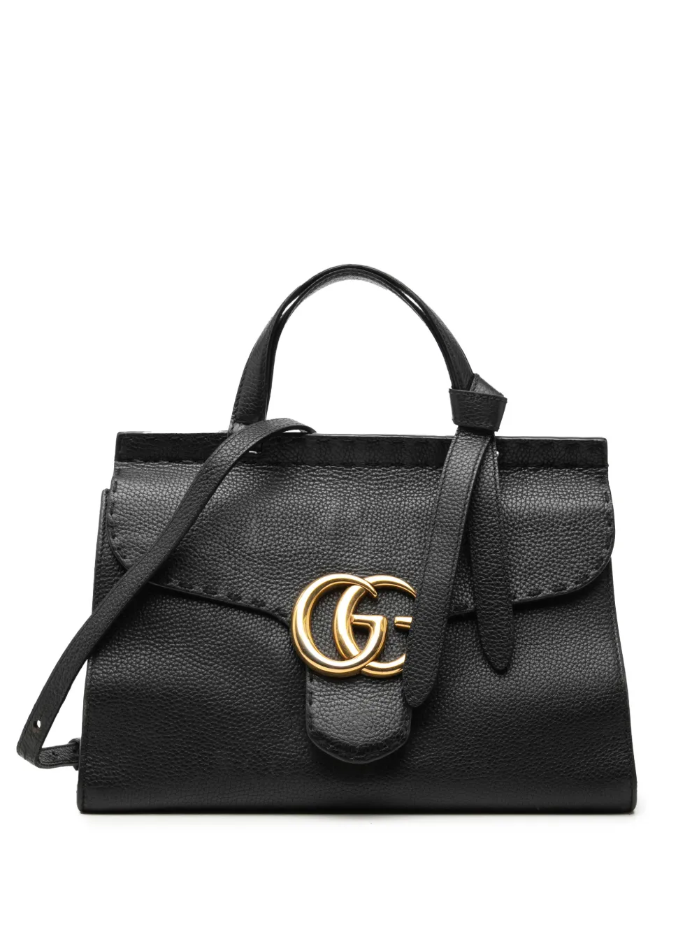Gucci Pre-Owned Borsa a tracolla GG Marmont piccola in pelle di vitello pieno fiore con manico 2000-2015 - Nero