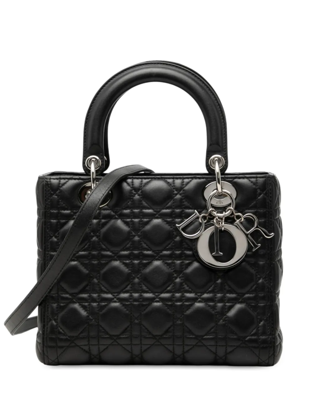 Christian Dior Pre-Owned 2015 Medium Lambskin Cannage Lady Dior satchel - Black