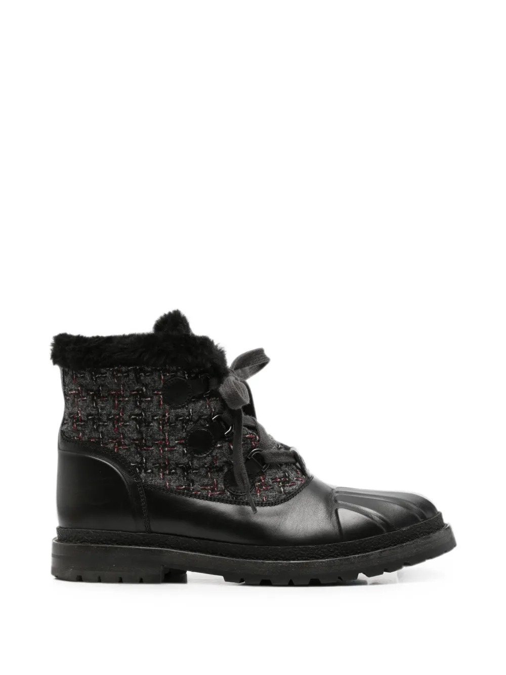 CHANEL Pre-Owned 2021s tweed-detail boots - Schwarz