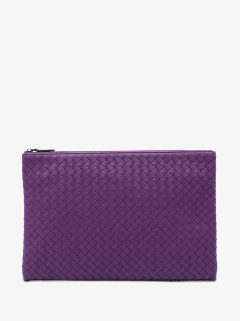 Bottega Veneta Pre-Owned 2012-2026 Large Nappa Intrecciato Flat Zip Biletto Pouch clutch bag
