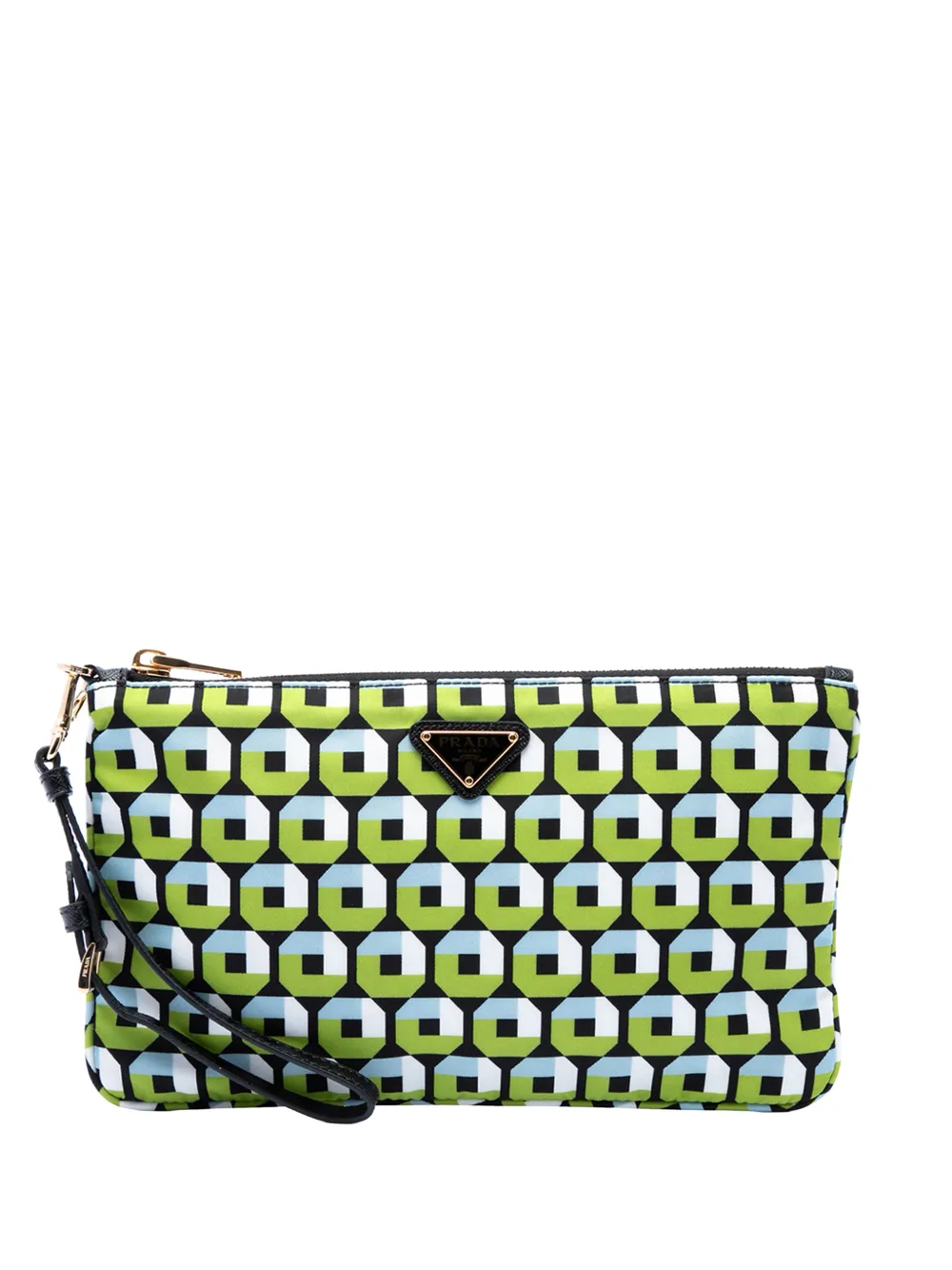 Prada Pre-Owned 2013-2026 Tessuto Stampato Clutch mit Handgelenkschlaufe - Grün