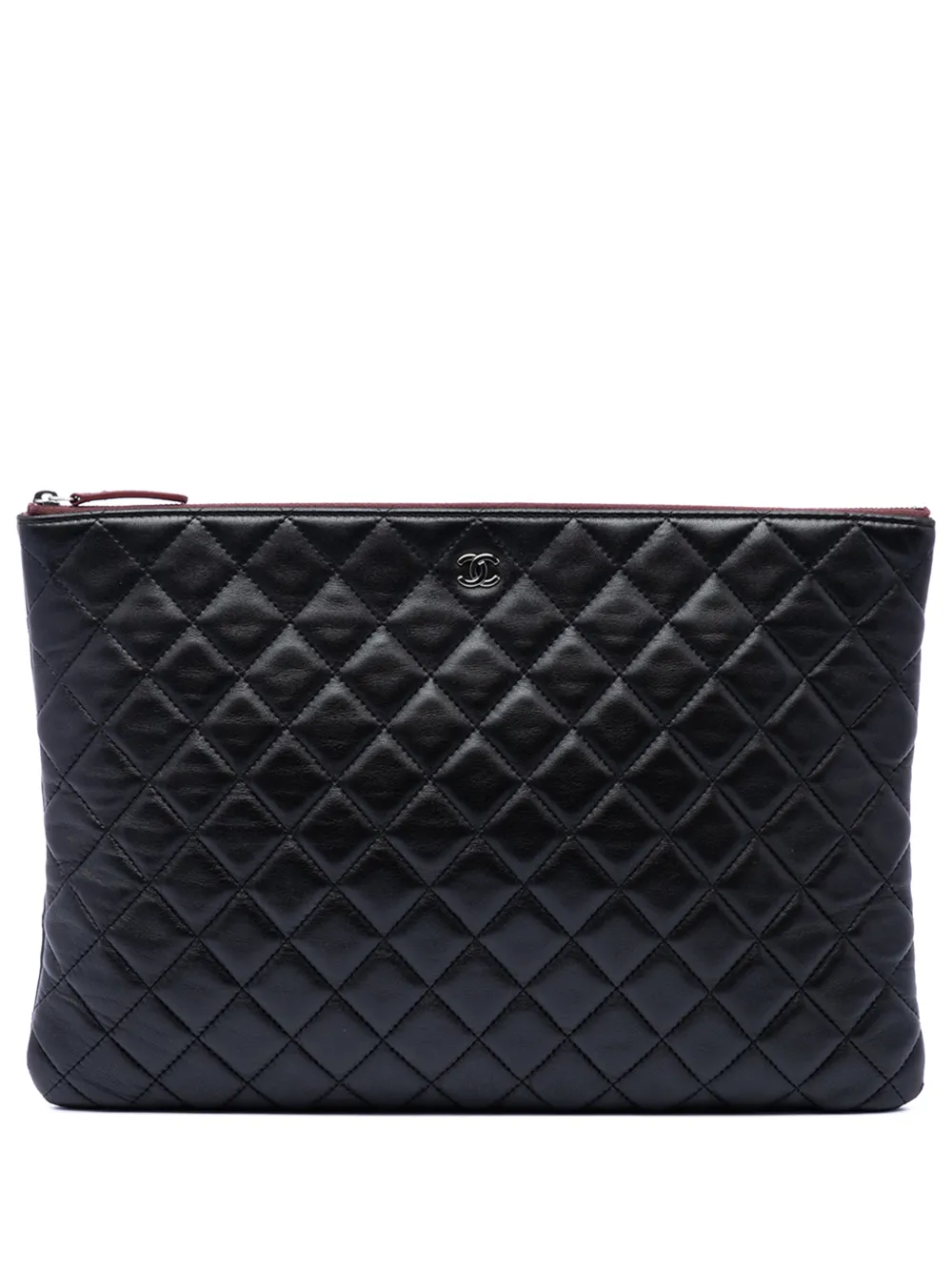 CHANEL Pre-Owned Clutch O Case grande in pelle di agnello trapuntata 2013-2014 - Nero