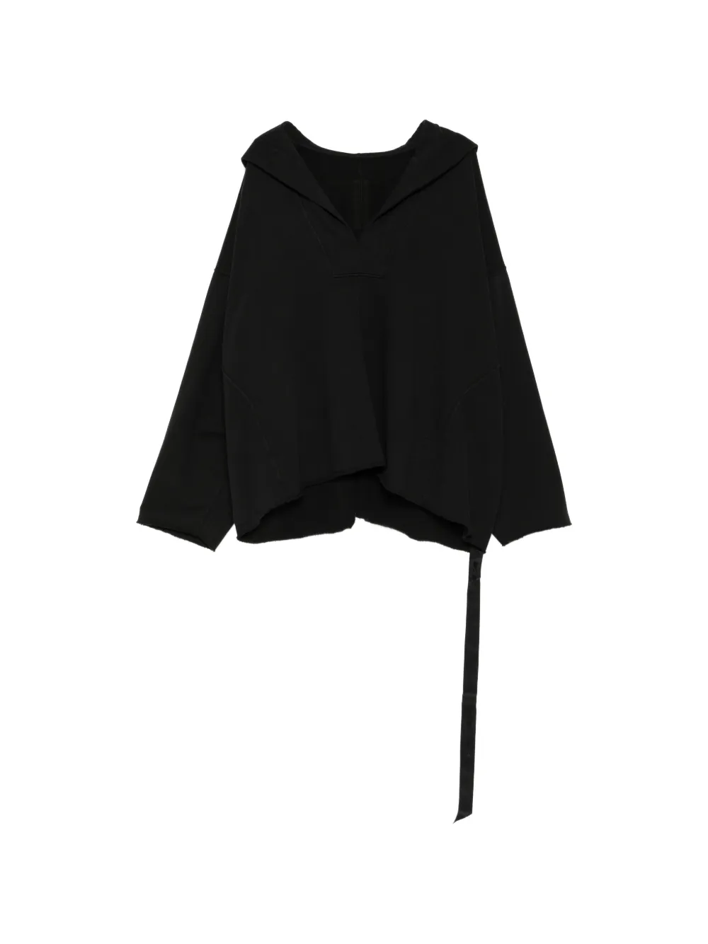 Rick Owens DRKSHDW V-neck asymmetric hoodie - Nero